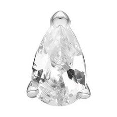 Silver Pear Barbell Single Earring