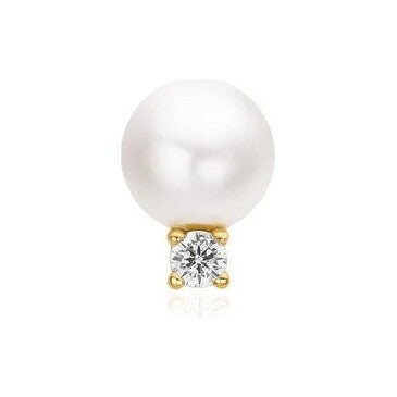 Gold Shell Pearl with Sparkling Accent Barbell Single Earring