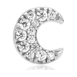 Silver Pavé Crescent Moon Barbell Single Earring