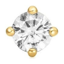 Gold Sparkle Round Barbell Single Earring