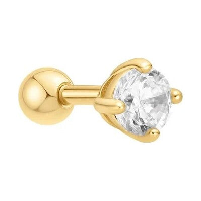 Gold Sparkle Round Barbell Single Earring