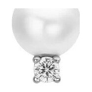 Silver Shell Pearl with Sparkling Accent Barbell Single Earring