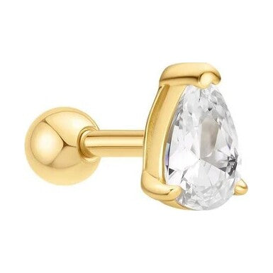 Gold Pear Barbell Single Earring