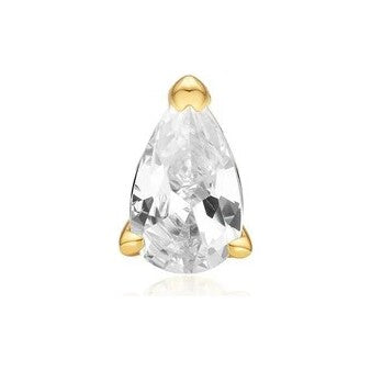 Gold Pear Barbell Single Earring