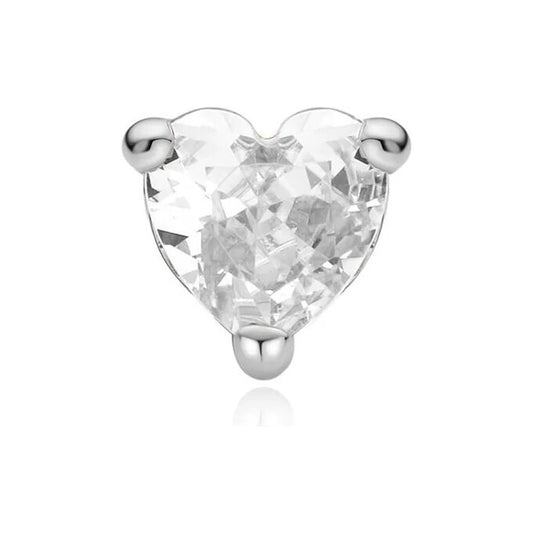 Silver Heart Barbell Single Earring