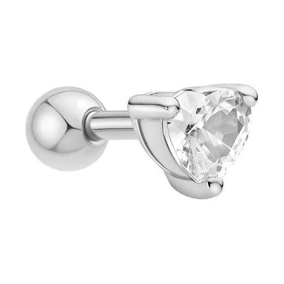 Silver Heart Barbell Single Earring