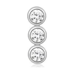 Silver Triple Stone Bezel Barbell Single Earring