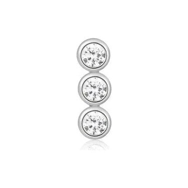 Silver Triple Stone Bezel Barbell Single Earring