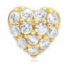 Gold Pavé Heart Barbell Single Earring
