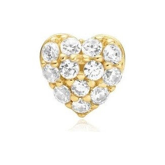 Gold Pavé Heart Barbell Single Earring