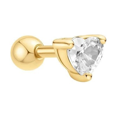 Gold Heart Barbell Single Earring