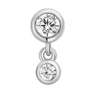 Silver Bezel Dangle Barbell Single Earring