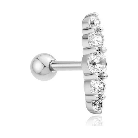 Silver Bar Barbell Single Earring