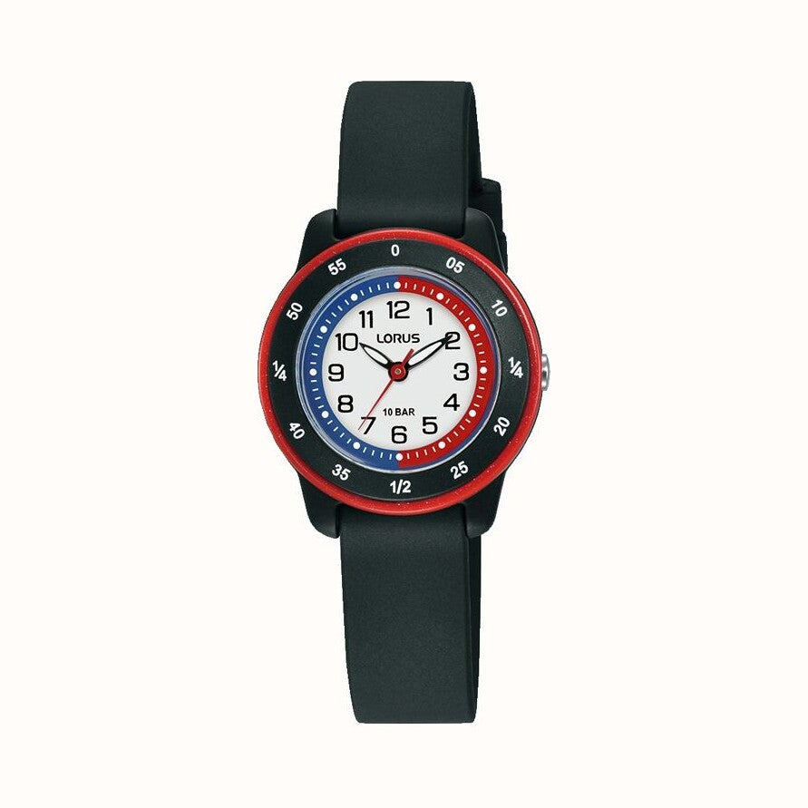 Lorus Youth 'Time Teacher' (27mm) White Dial / Black Silicone Strap