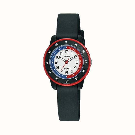 Lorus Youth 'Time Teacher' (27mm) White Dial / Black Silicone Strap