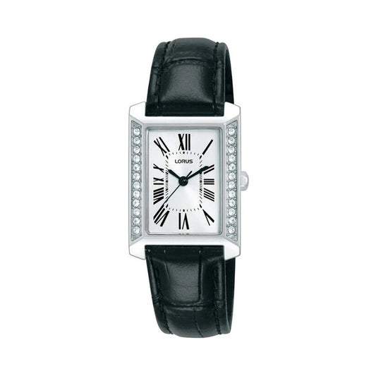 Lorus Black Leather Strap Watch