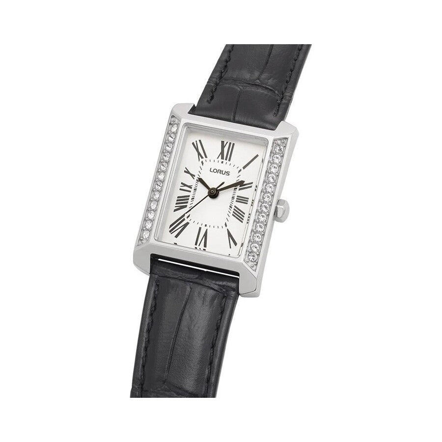 Lorus Black Leather Strap Watch