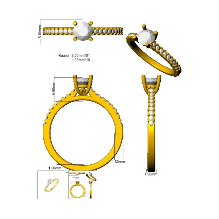 Ring in 9ct Lab diamond