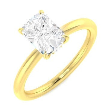 Ring in 9k Yellow Gold, 1 cushion Lab Diamond, 1.01ct