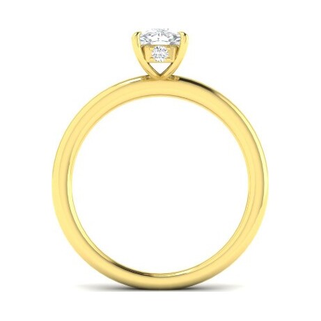 Ring in 9k Yellow Gold, 1 cushion Lab Diamond, 1.01ct