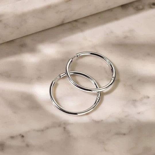 Classic Oversized Hoops Silver 35mm