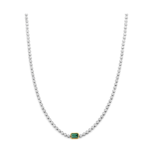 Baguette Tennis Necklace Emerald Green