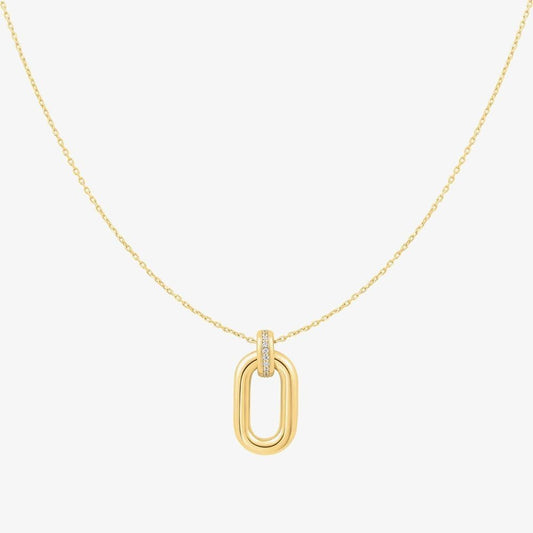 Gold Oval Hoop Pendant Necklace