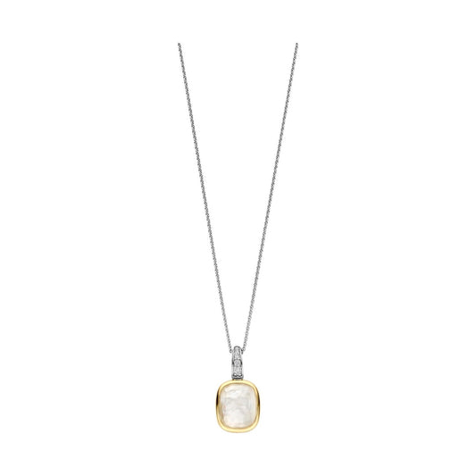 Zirconia Cushion Pearl Necklace with pendant