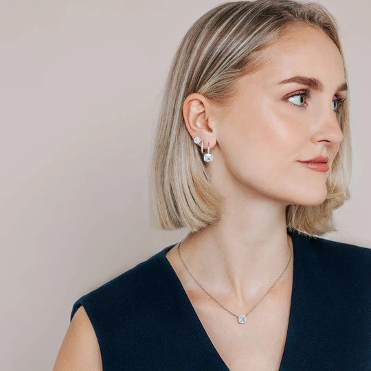 Classic Square Zirconia Hoops