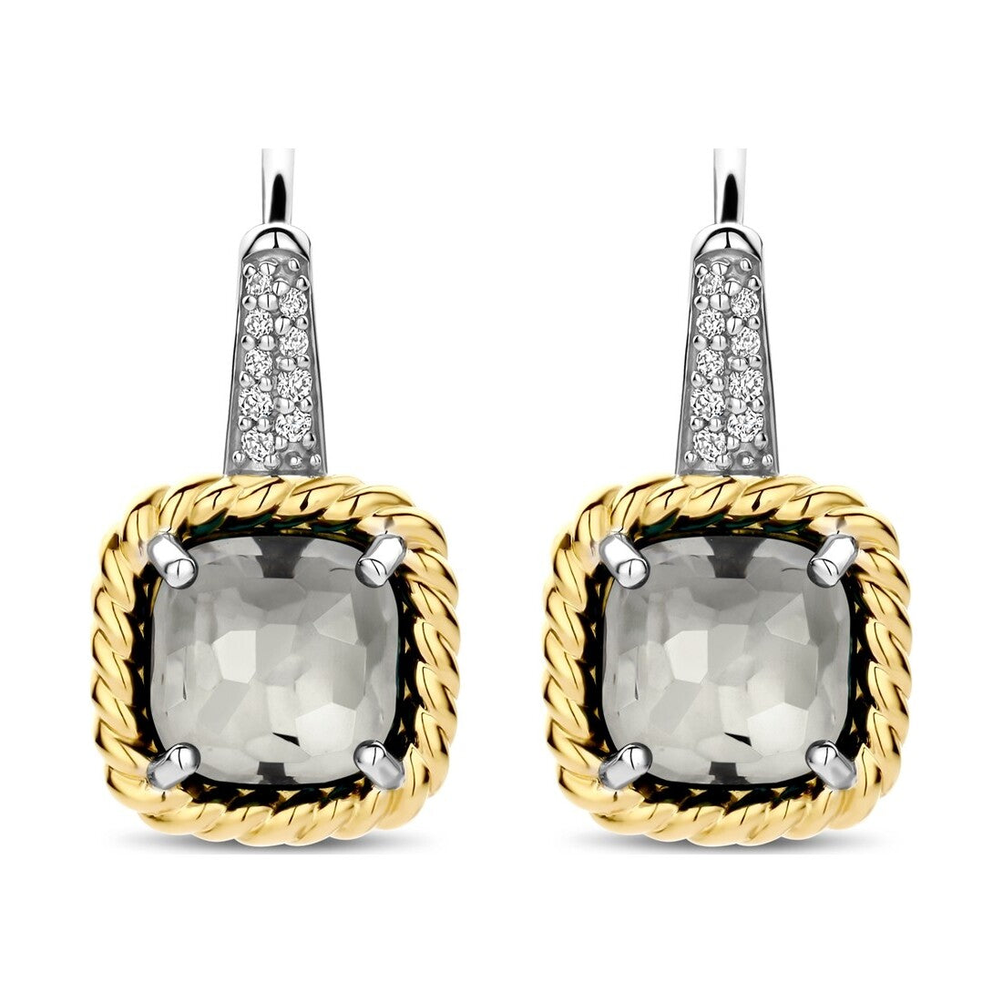 Grey Zirconia Cushion Hoops