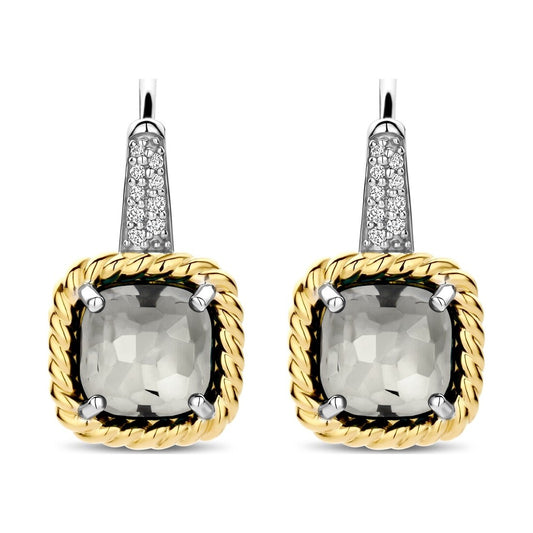 Grey Zirconia Cushion Hoops