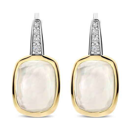 Zirconia Cushion Earrings with pearl