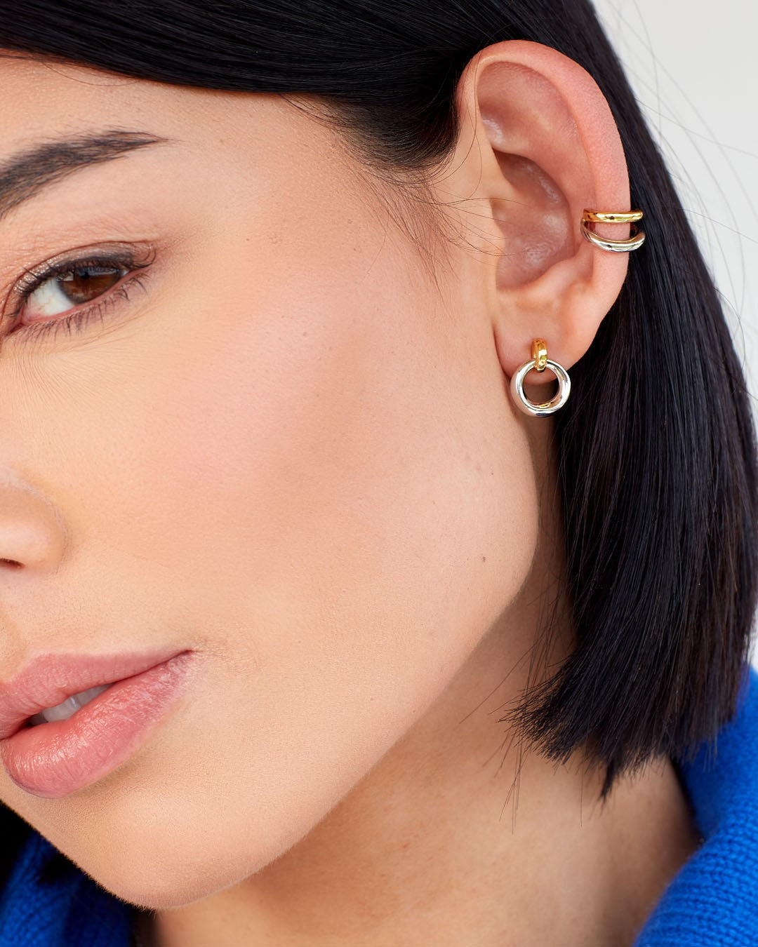 Bevel Cirque Link Golden Stud Earrings