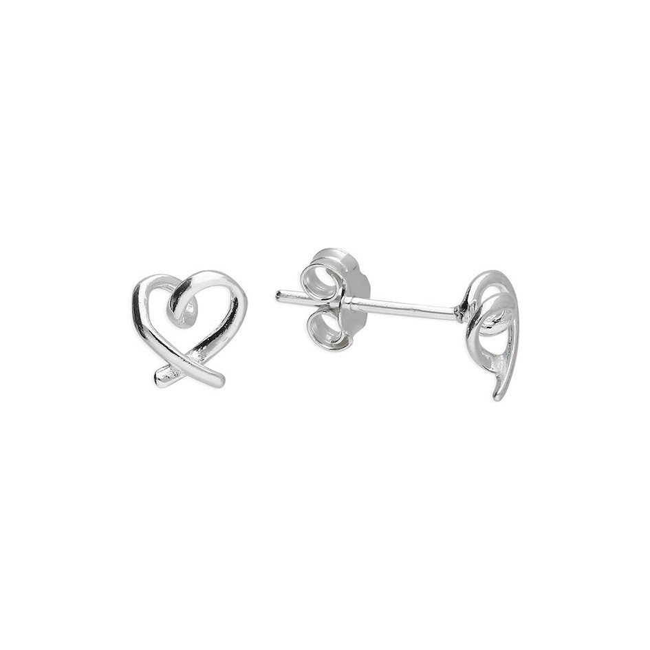 Sterling Silver Heart Stud Earrings