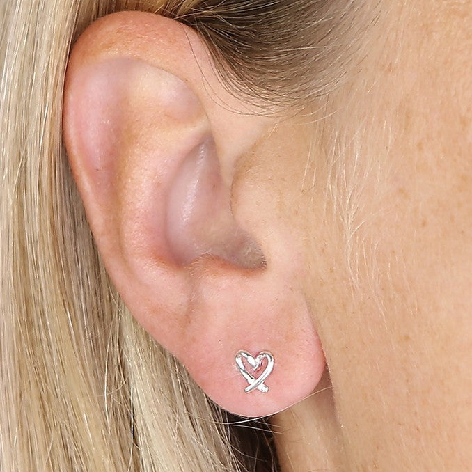 Sterling Silver Heart Stud Earrings