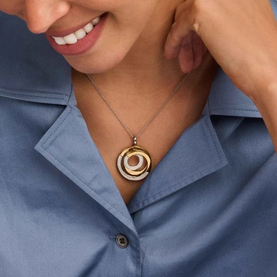 Sculptural Twisted Zirconia Necklace with pendant