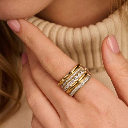 Classic Layered Zirconia Ring - L model, size 58.