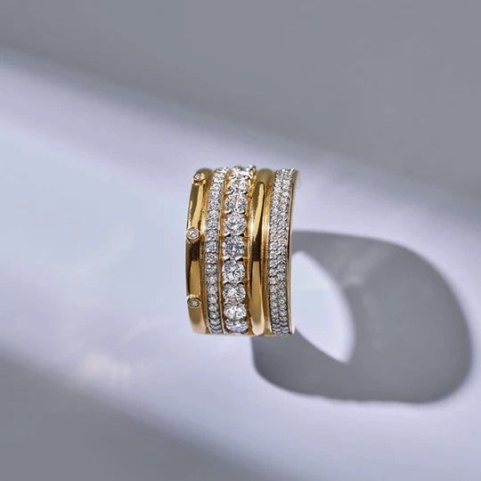Classic Layered Zirconia Ring - L model, size 58.
