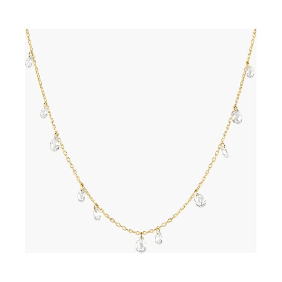Gold Ethereal Teardrop Dangle Station Necklace