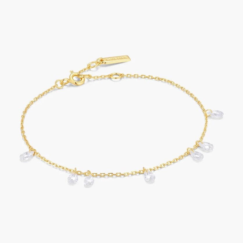 Gold Ethereal Teardrop Dangle Station Bracelet