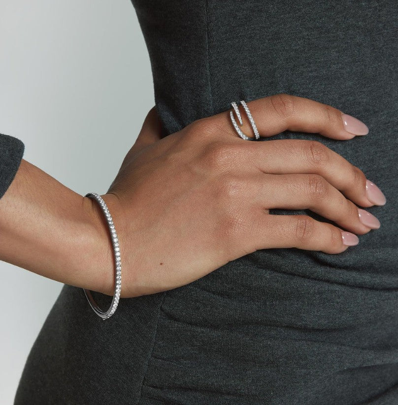 Silver Pavé Tennis Bangle