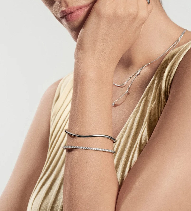 Silver Pavé Tennis Bangle