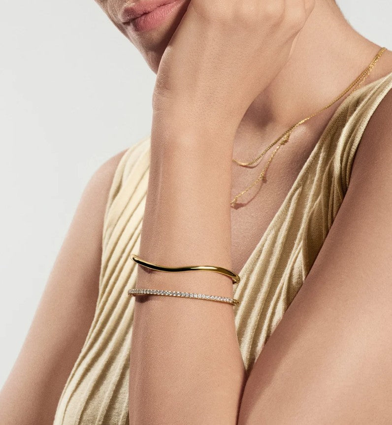 Gold Pavé Tennis Bangle