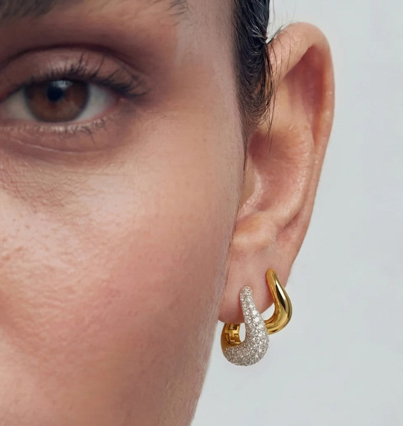 Gold Wave Huggie Hoop Earrings