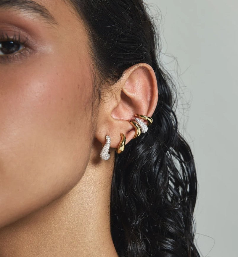 Gold Wave Huggie Hoop Earrings
