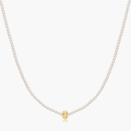 Gold Twist & Glass Pearl Beaded Necklace