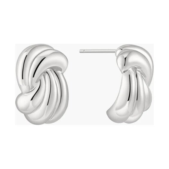Silver Ripple Twist Stud Earrings