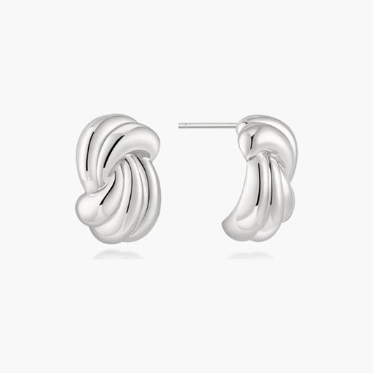 Silver Ripple Twist Stud Earrings