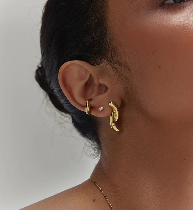 Gold Twist Stud Earrings