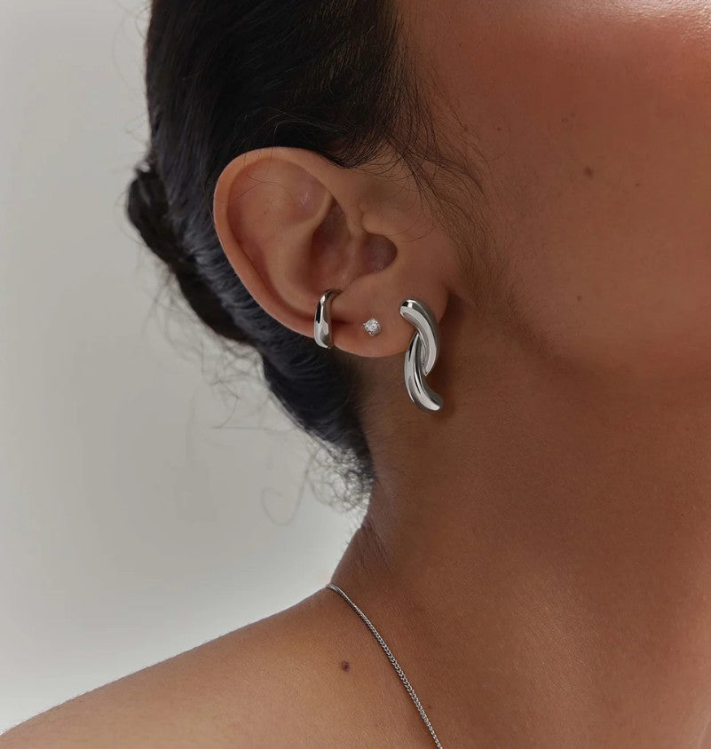 Silver Twist Stud Earrings